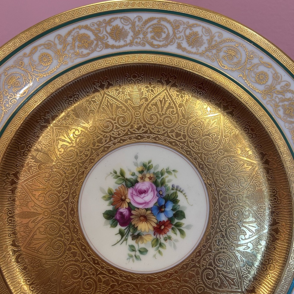H & C Selb Bavaria Gold and White Floral Cabinet Plate - Picture 4 of 8
